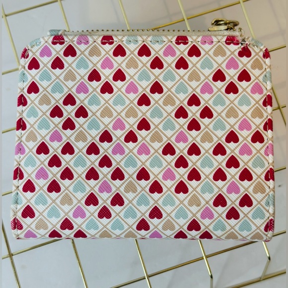 Nanette Lepore Hearts Bifold Wallet in Vegan Leather Red Pink Hearts - Picture 2 of 6